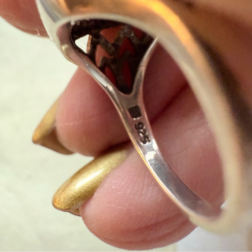 🌟 Sterling Silver Filigree Opal Ring – Size 5 🌟 - Picture 5 of 17